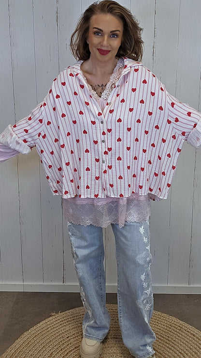 Alma hjerteskjorte rosa