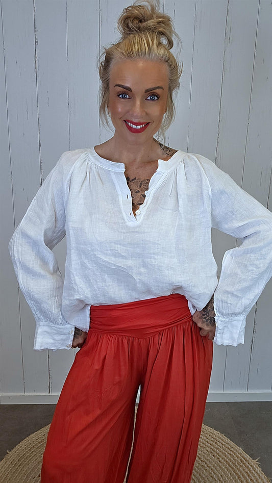 Nora lin bluse hvit