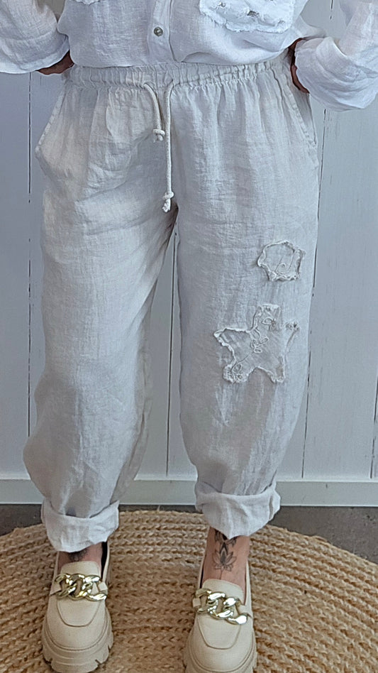 Weronica linbukse med rå detaljer