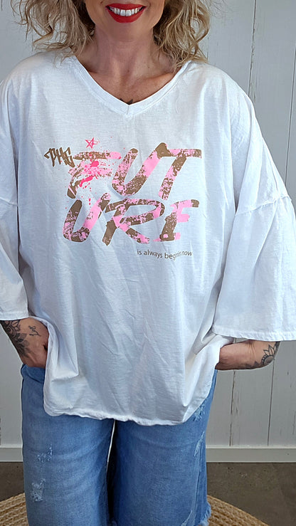Future oversized topp hvit