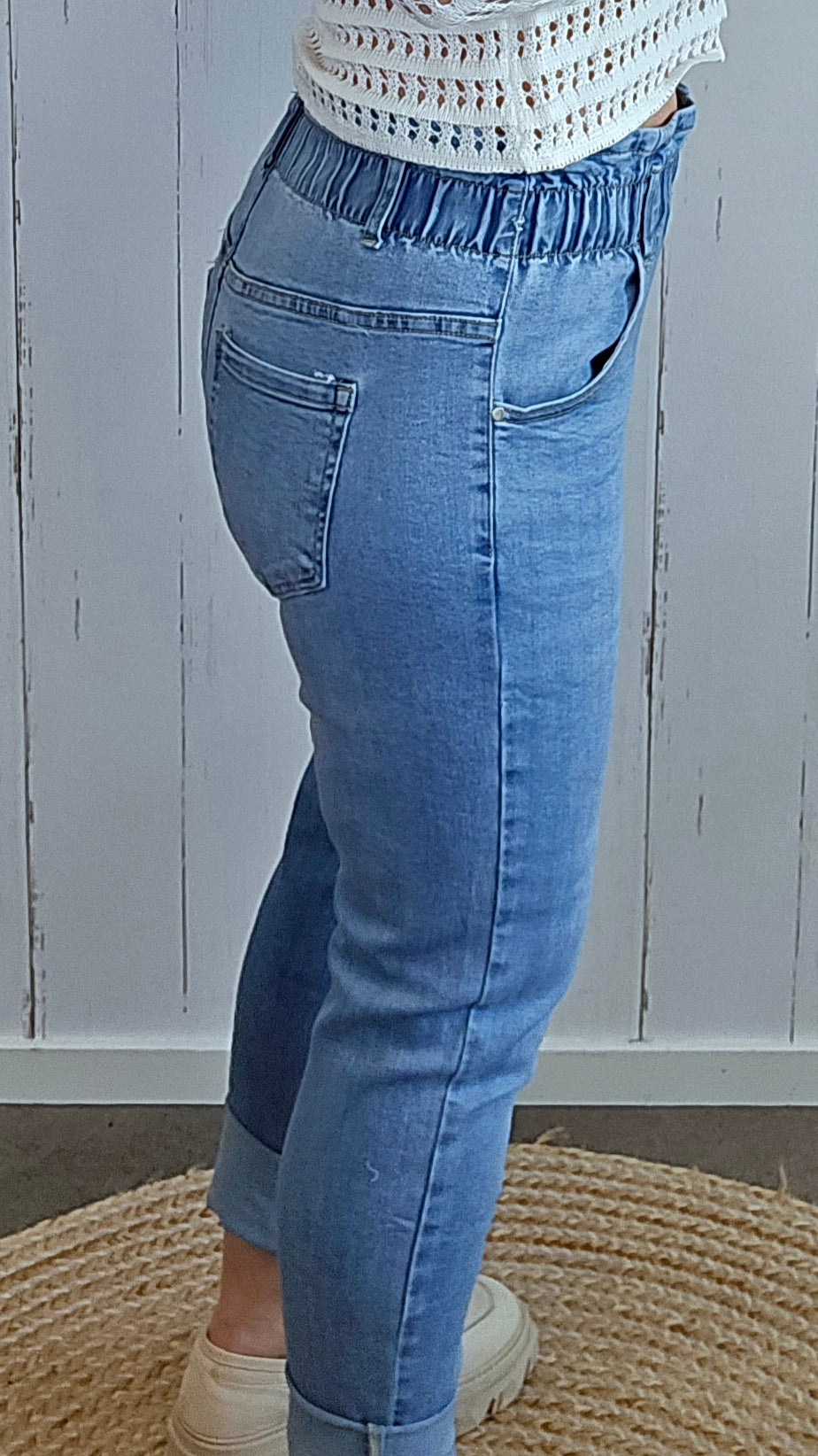 G-smack jeans med strikk i livet