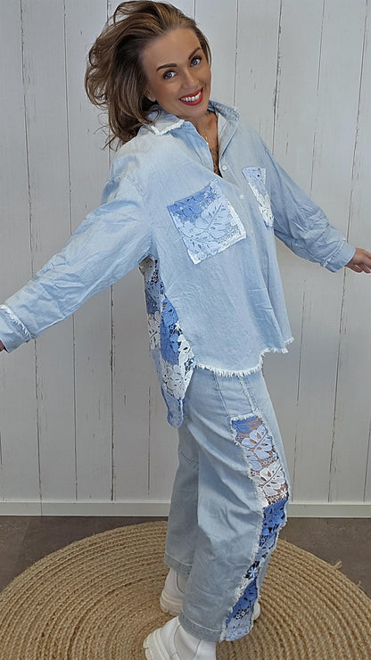 Laura denim skjorte lyseblå