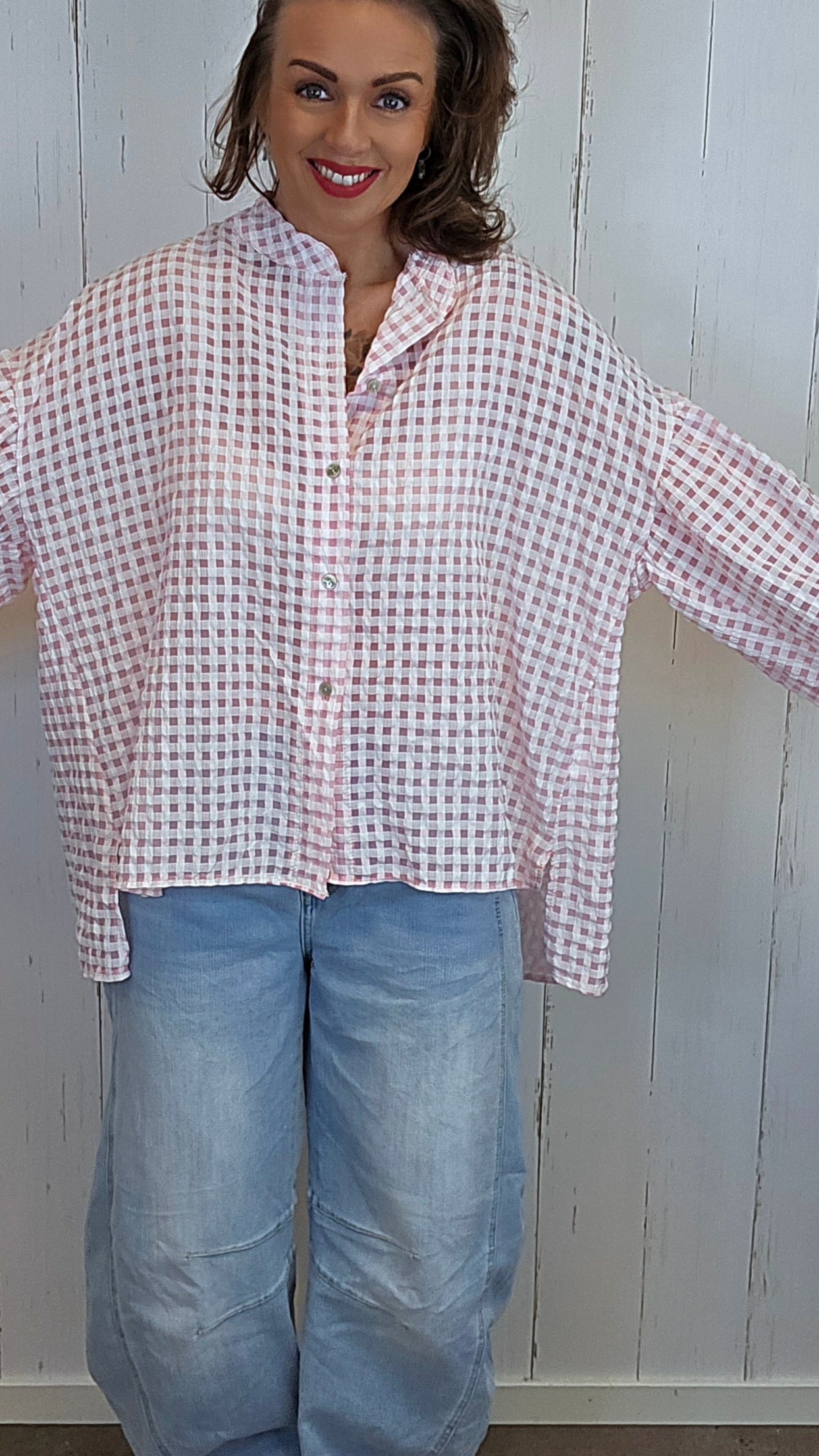 Kari rutete skjorte rosa