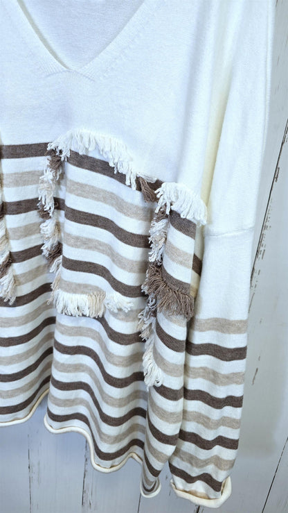 Amalie strikkegenser beige brun