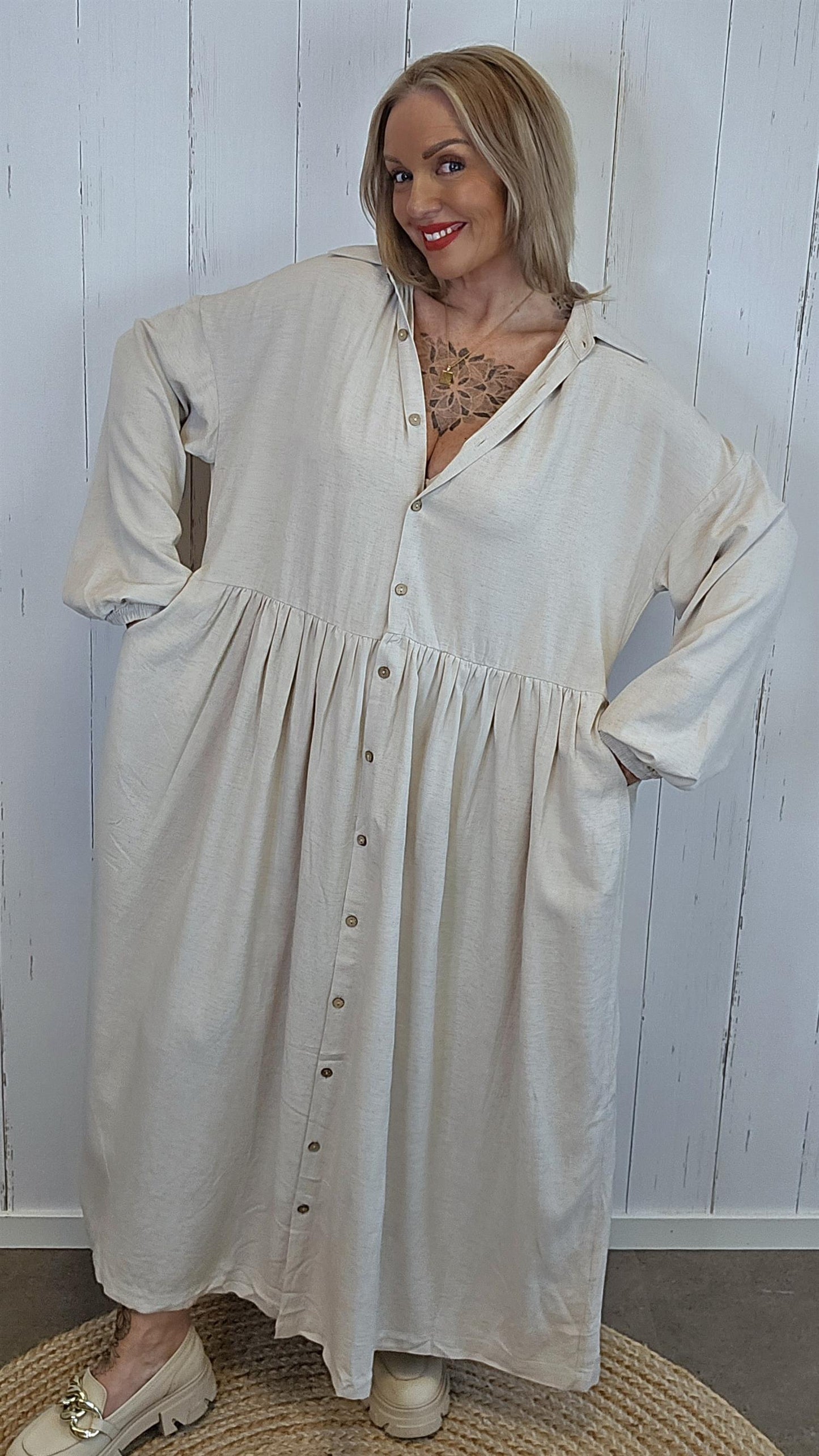Selina skjortekjole beige