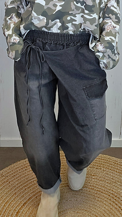 Alice denim-inspirert omslagsbukse