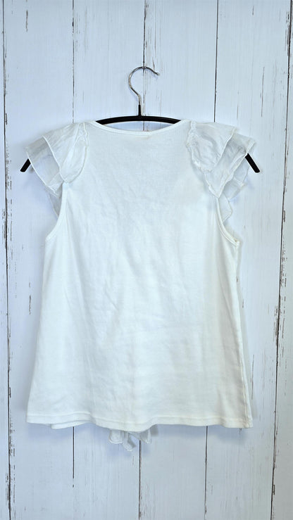 Rebecka ribbet singlet med volanger Hvit