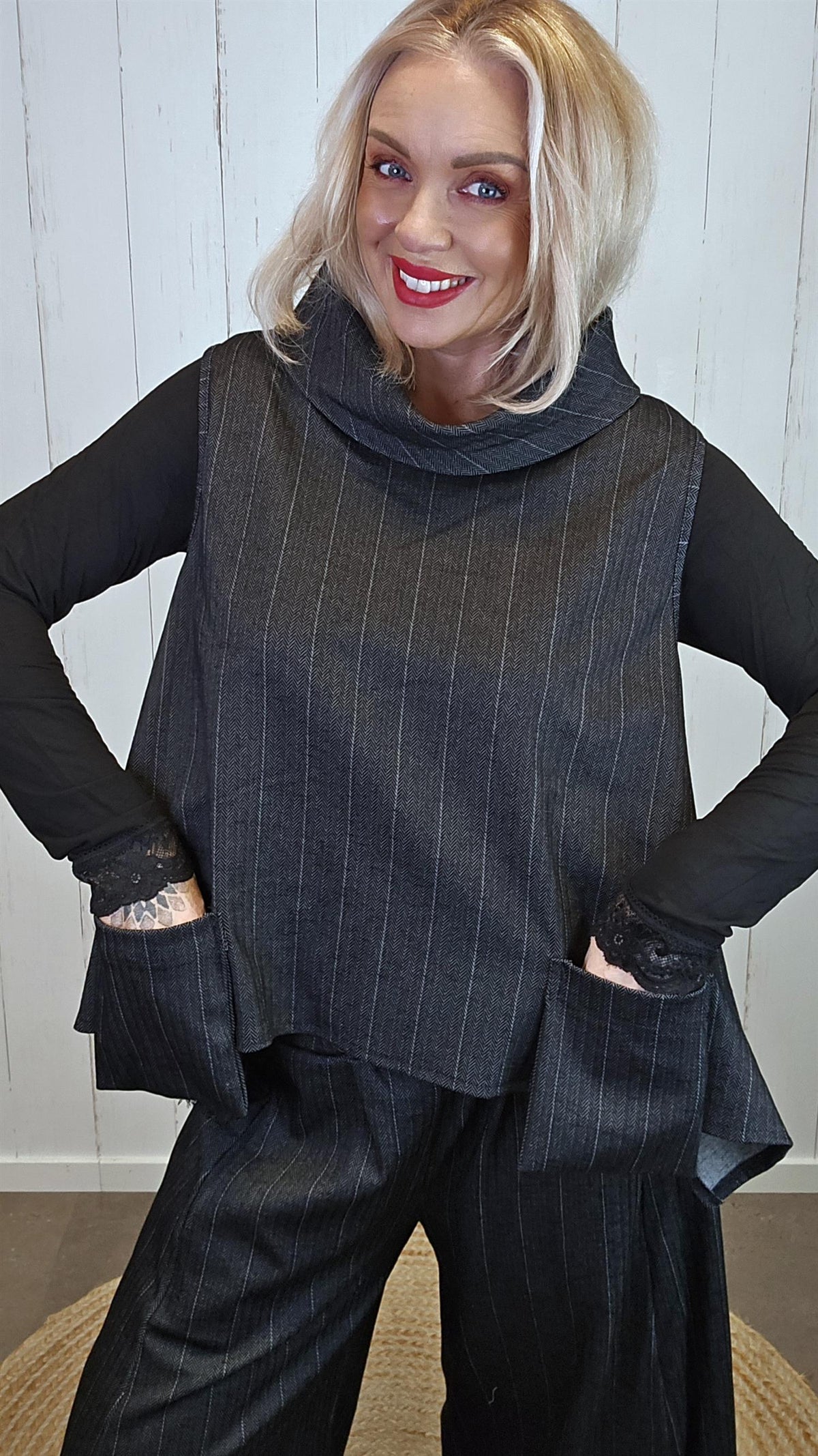 Clara vesttopp med fiskebeinsmønster