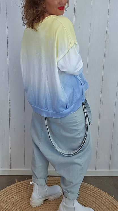 Mia ombre genser gul/blå
