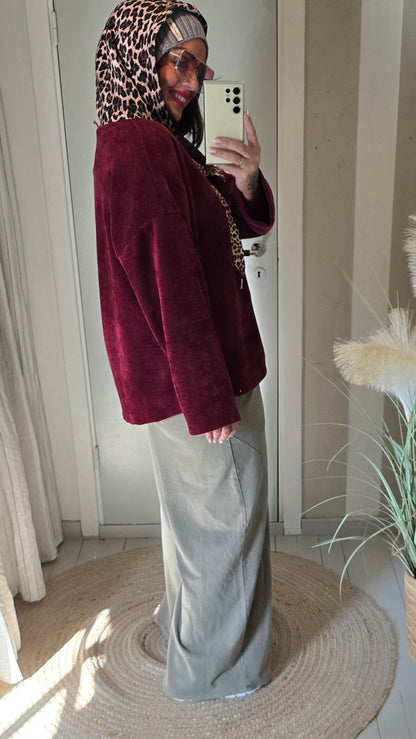 Sofia genser med hette burgunder