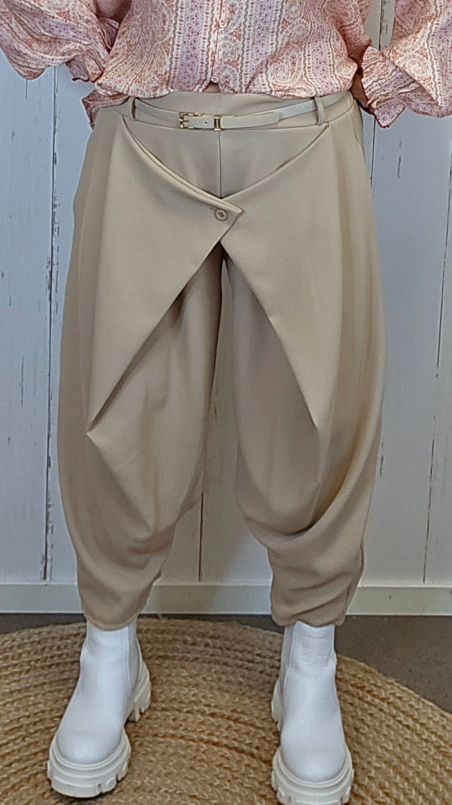 Sofie wrap bukse beige