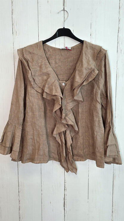 Frida lin skjortebluse camel