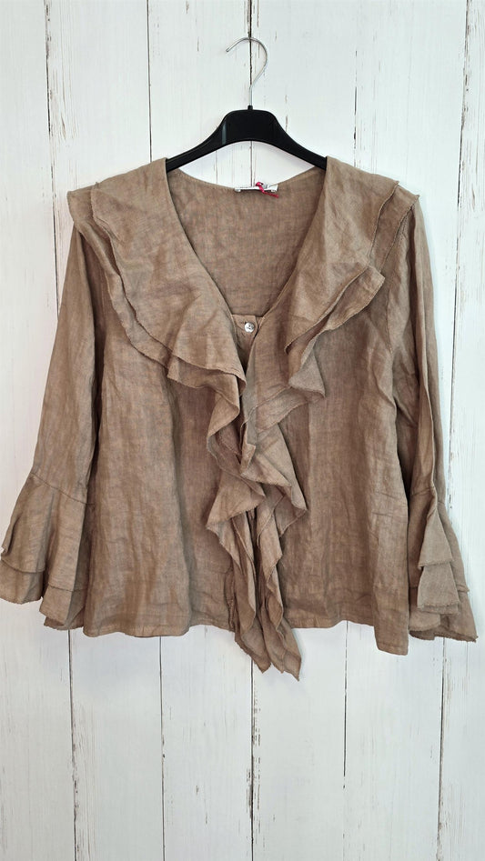 Frida lin skjortebluse camel