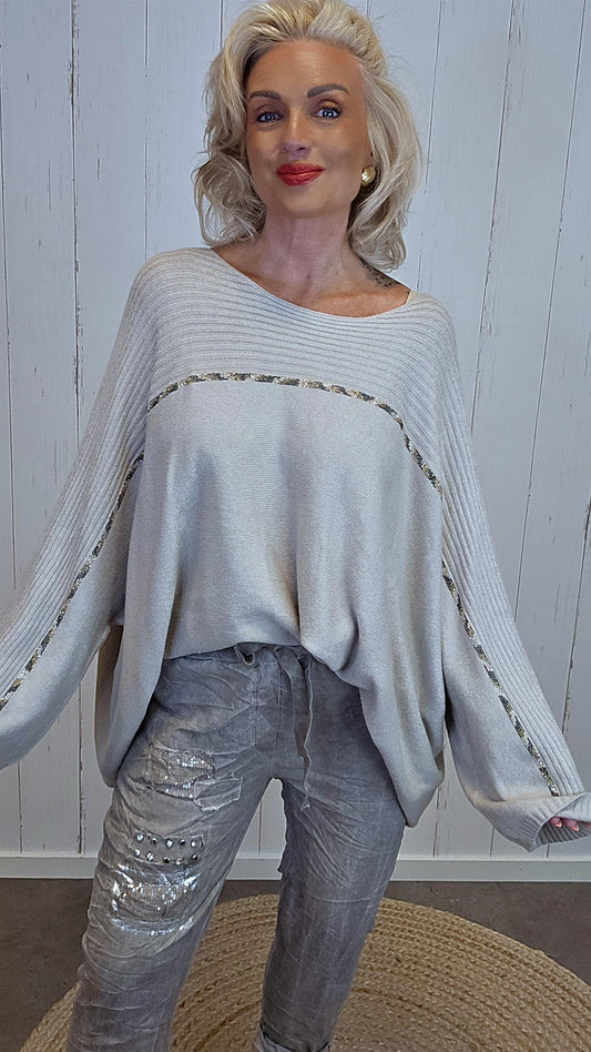 Elin Oversized Genser beige