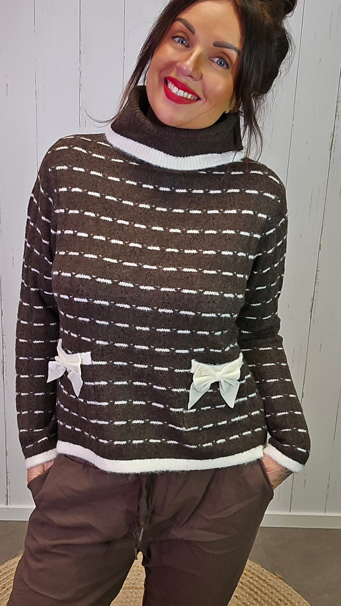 Amalie stripet høyhalset genser