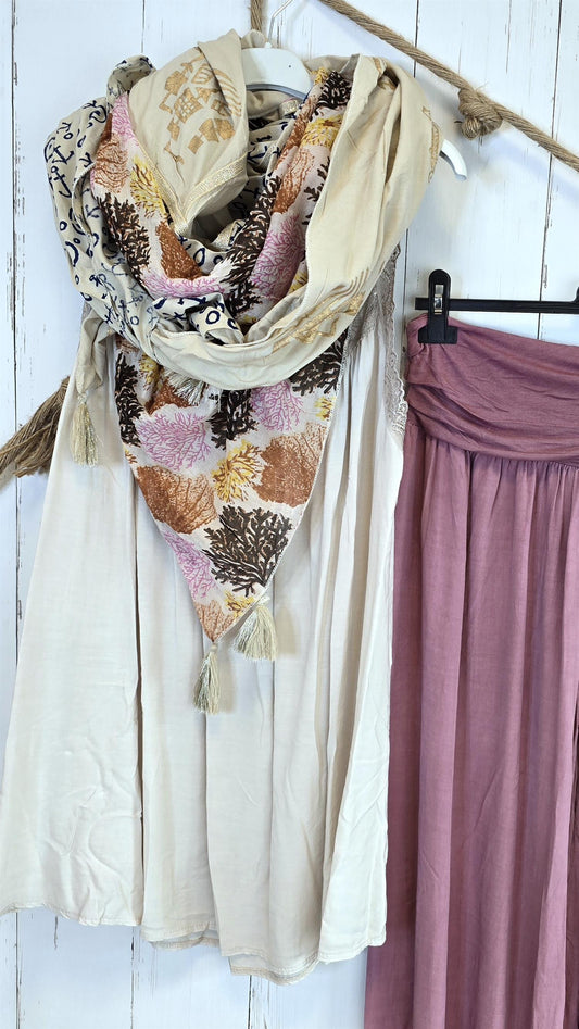 Kvadratisk skjerf beige