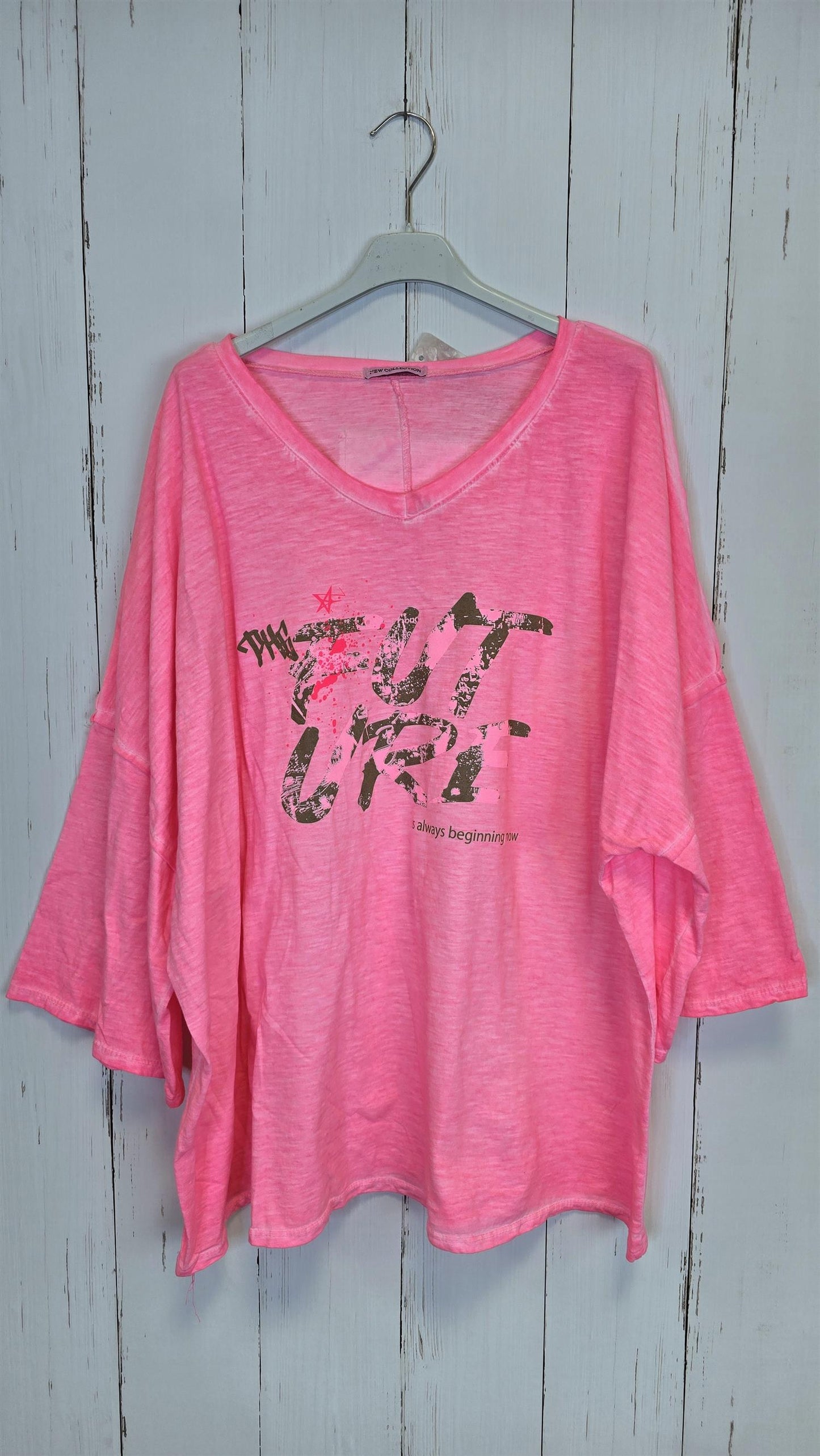 Future oversized topp neon rosa