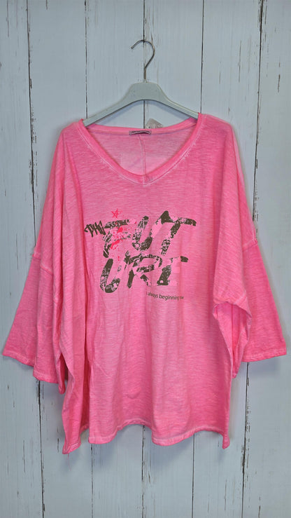 Future oversized topp neon rosa