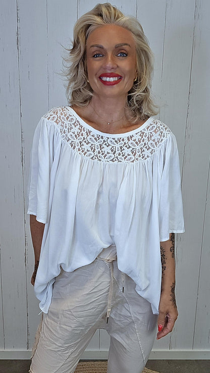 Freja blonde topp Hvit