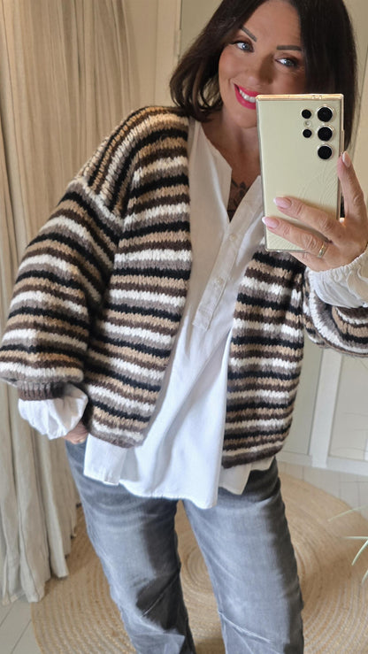 Claudia jakke brun med striper