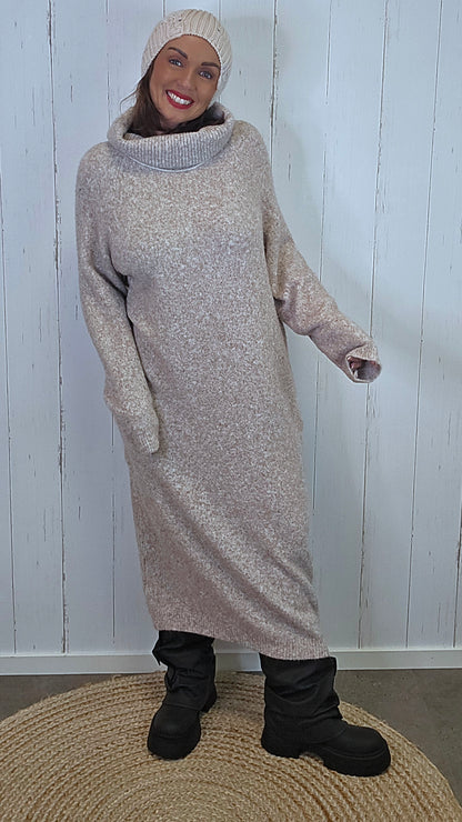 Anne Strikkekjole Beige