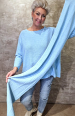Leona Sweater And Scarf Light Blue