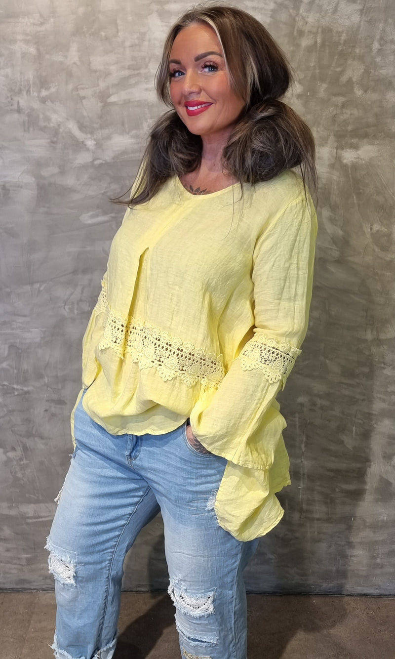Sussie Linen Blouse Yellow