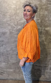 Lina Linen Blouse Orange