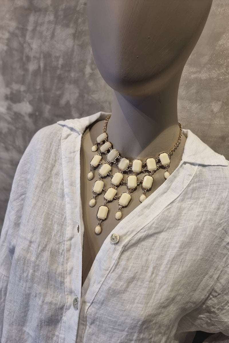 Ida Necklace With Earings Creme