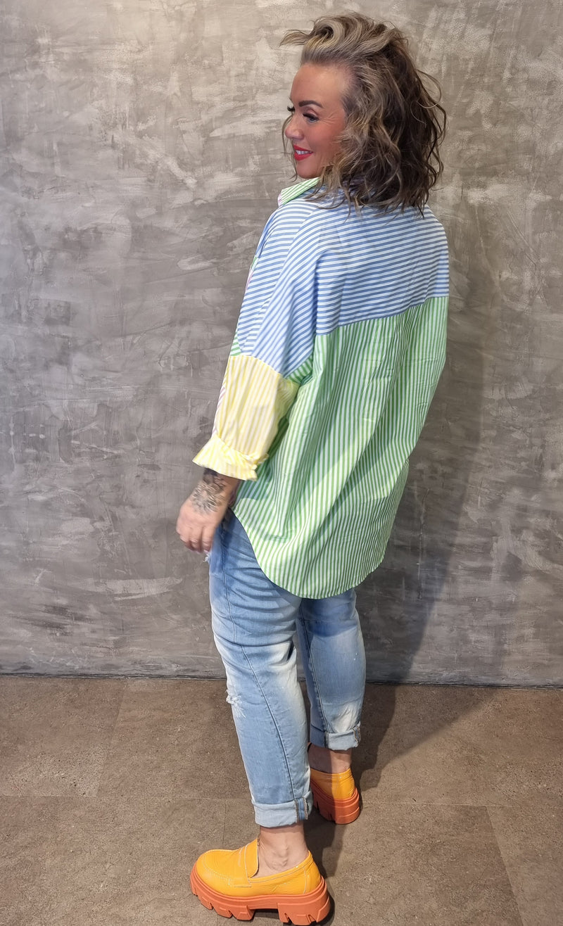 Striped Baggy Shirt Multi colour