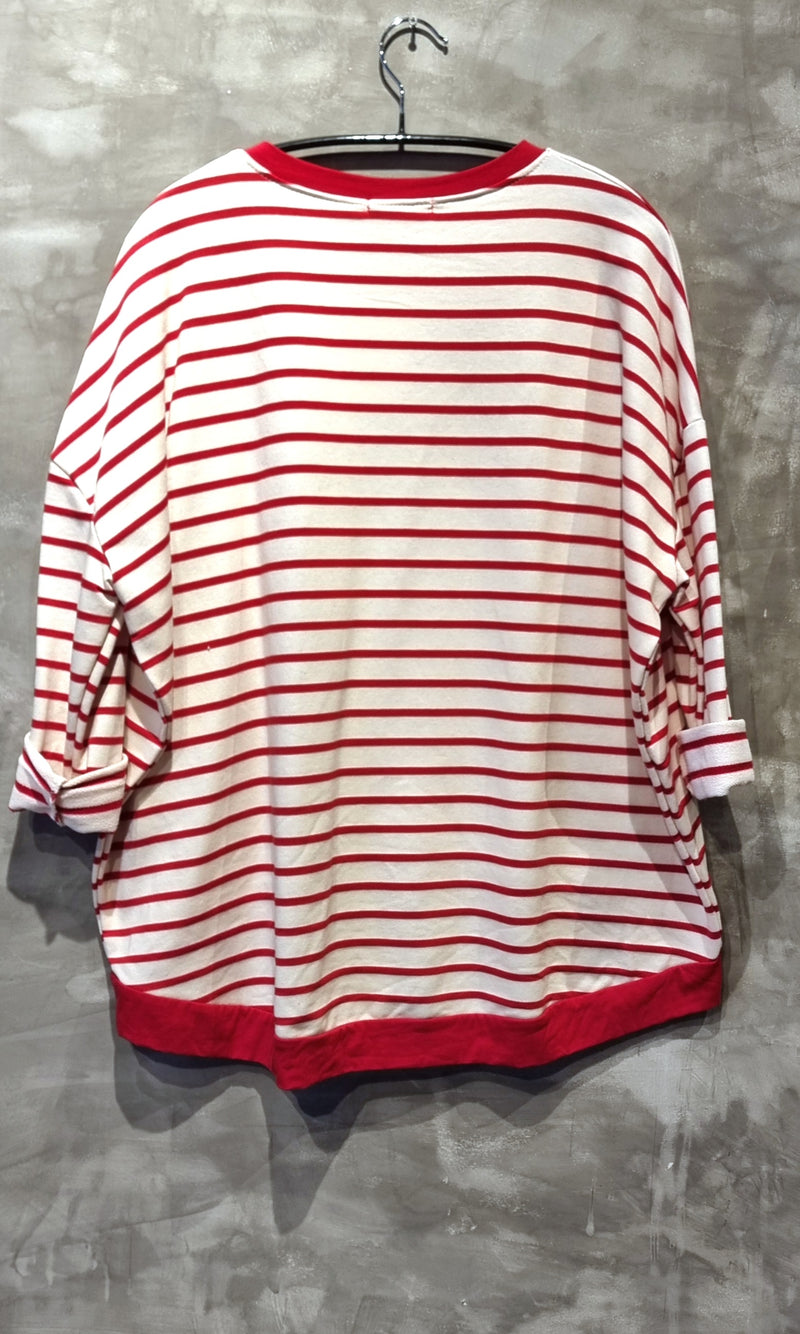 Striped Baggy top Light Red