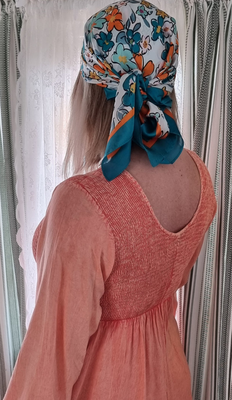 Flower Scarf Turquoise