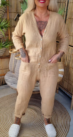 Alwa Linen Jumpsuit Camel