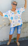 Flower knitted Sweater Blue