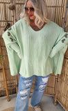 Selma Heart Sweater Light Green