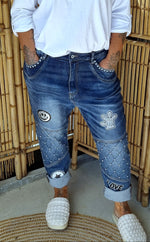 Tyra Patches Denim Pant Blue