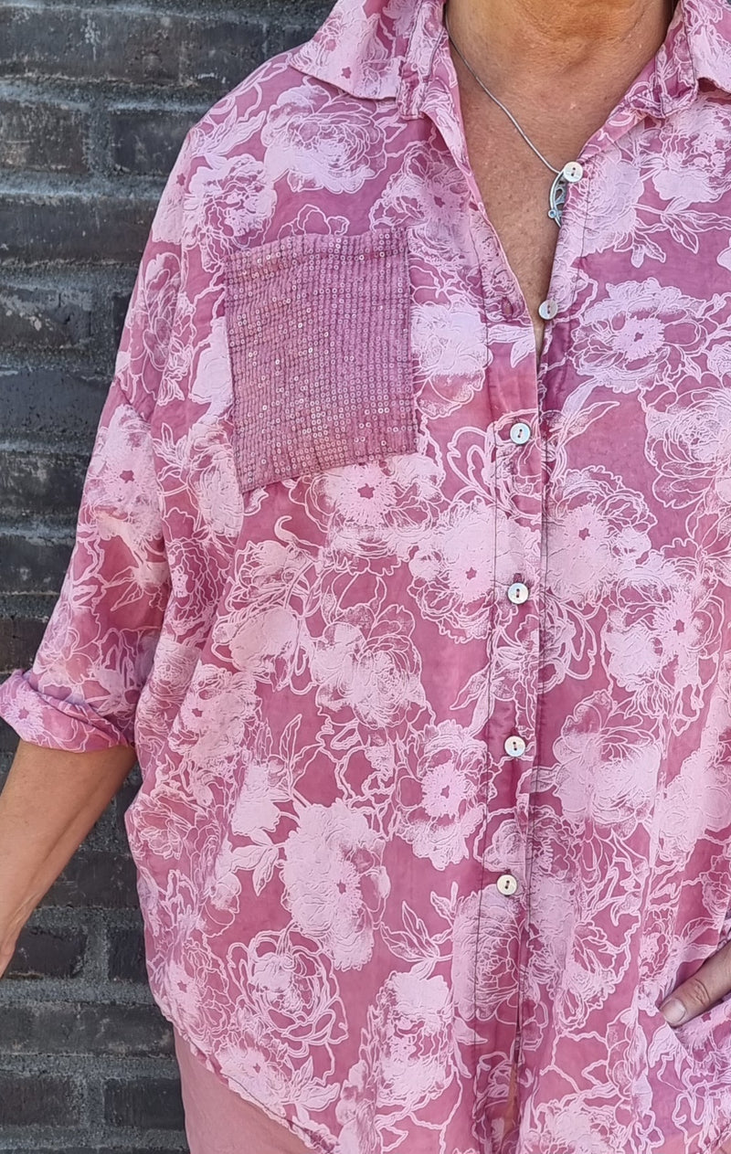 Nora Shirt With Flowers Old Pink