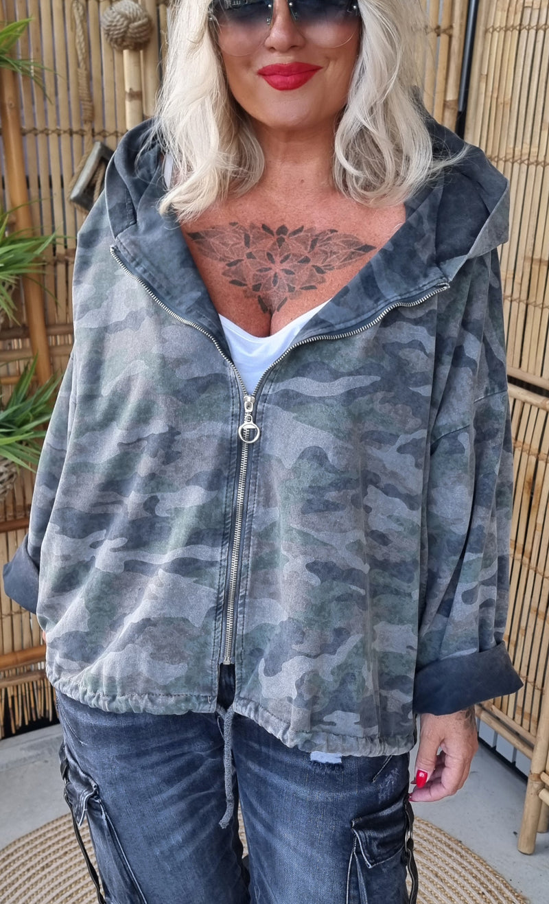 Camo Hoodie Jacket Kaki