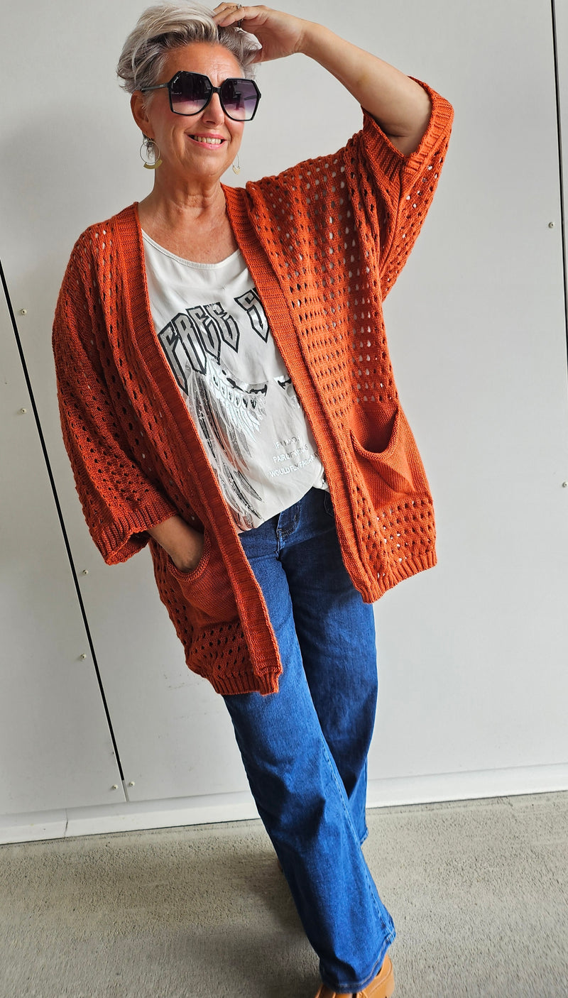 Knitted Star Jacket Rust