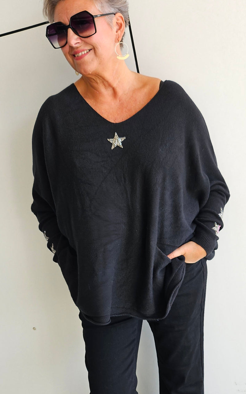 Stella Star Sweater With Pockets Black