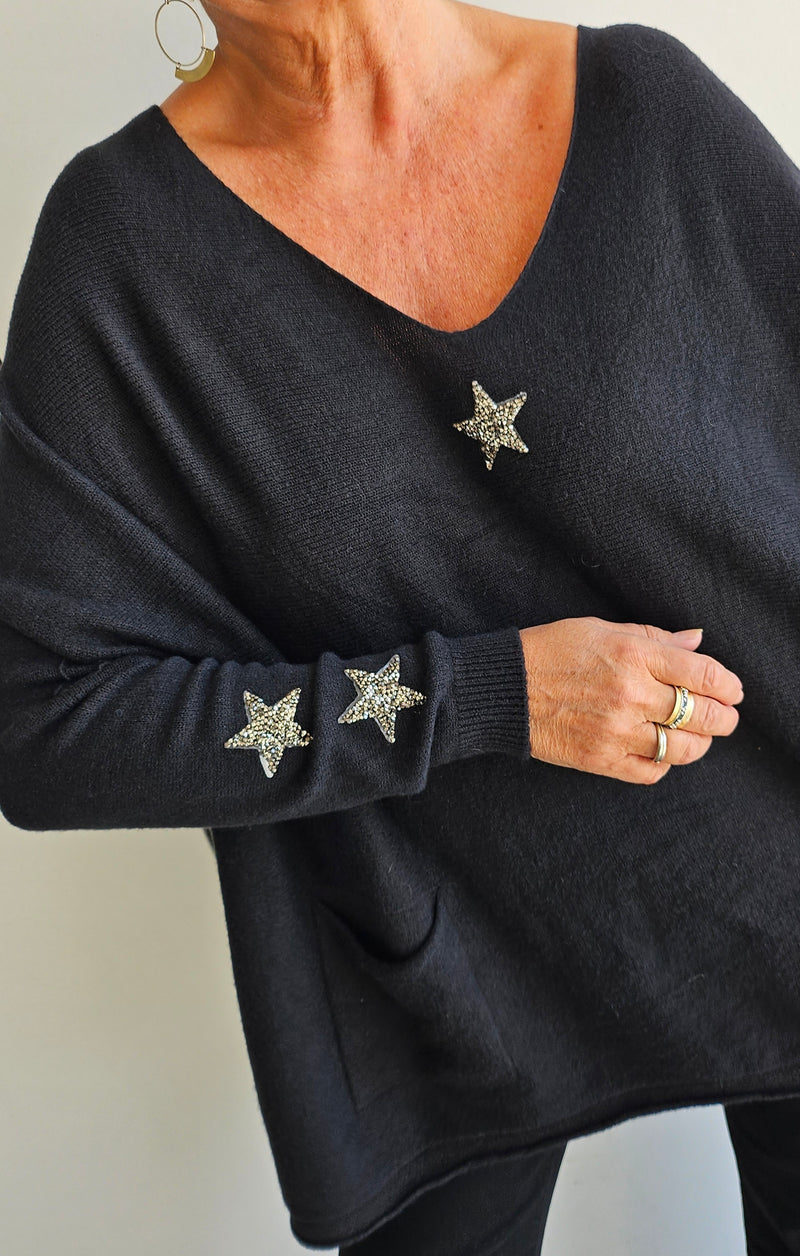 Stella Star Sweater With Pockets Black