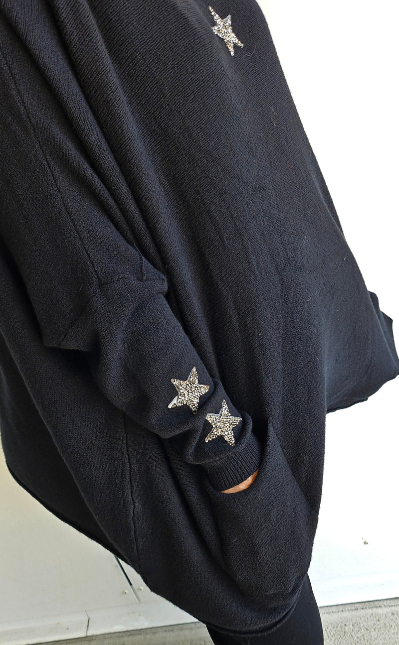 Stella Star Sweater With Pockets Black