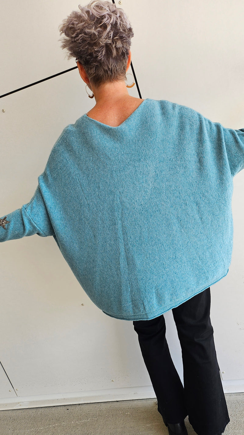 Stella Star Sweater With Pockets Ocean Green