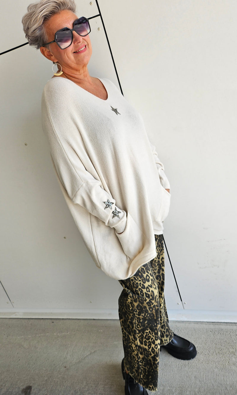 Stella Star Sweater With Pockets Beige