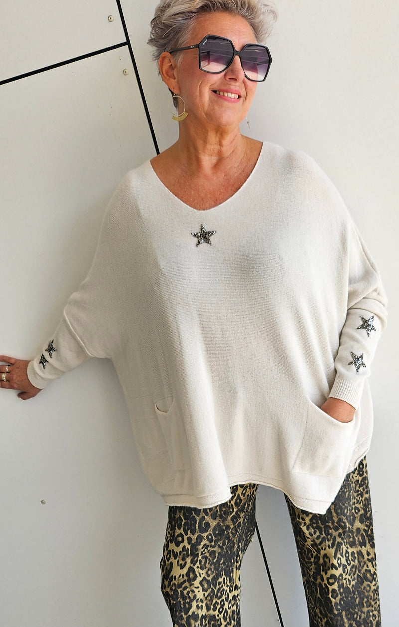 Stella Star Sweater With Pockets Beige