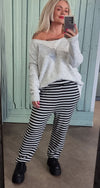 Comfy Pant Stripe Black Grey