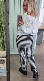 Comfy Pant Stripe Black Grey