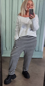 Comfy Pant Stripe Black Grey