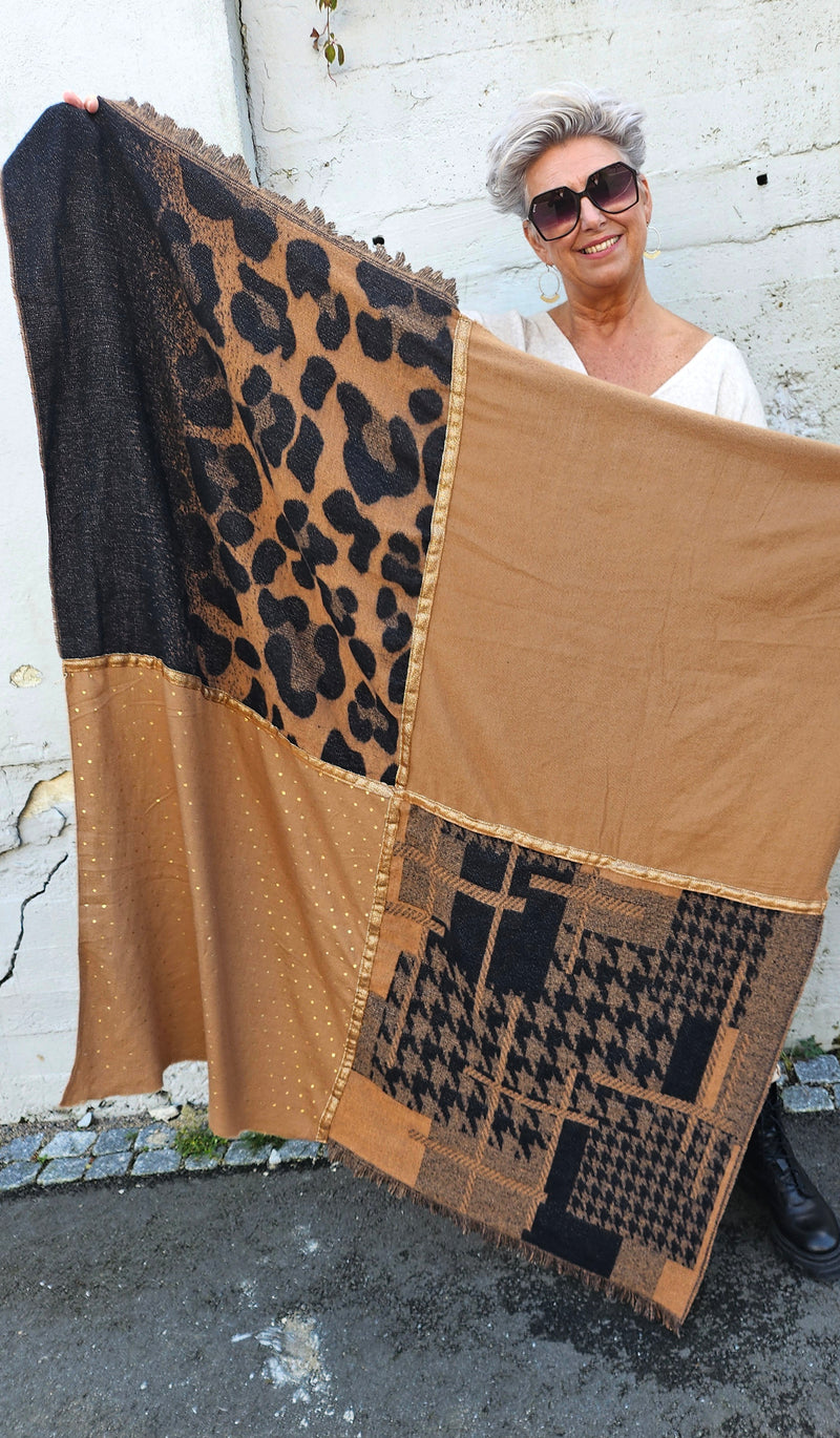 Chunky Multi Scarf Camel & Black