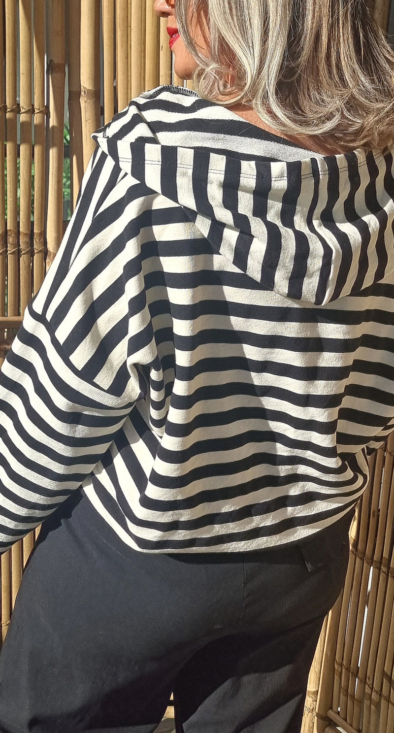 Striped Hoodie Jacket Black